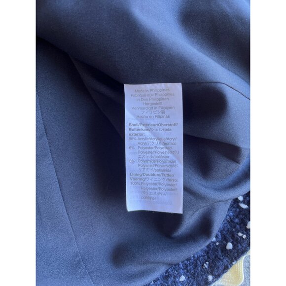 J.Crew Womens Navy & White Textured Tweed Jacket With Ric Rac Trim Size 8 New - Picture 8 of 9